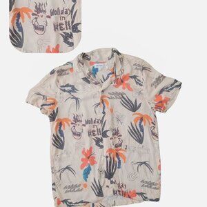 Men's Printed Button Up Collared Shirt Sz S Weekday